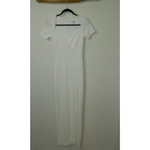 Lulu's Dress Eternal Elegance White Surplice Short‎ Sleeve Maxi Dress Small